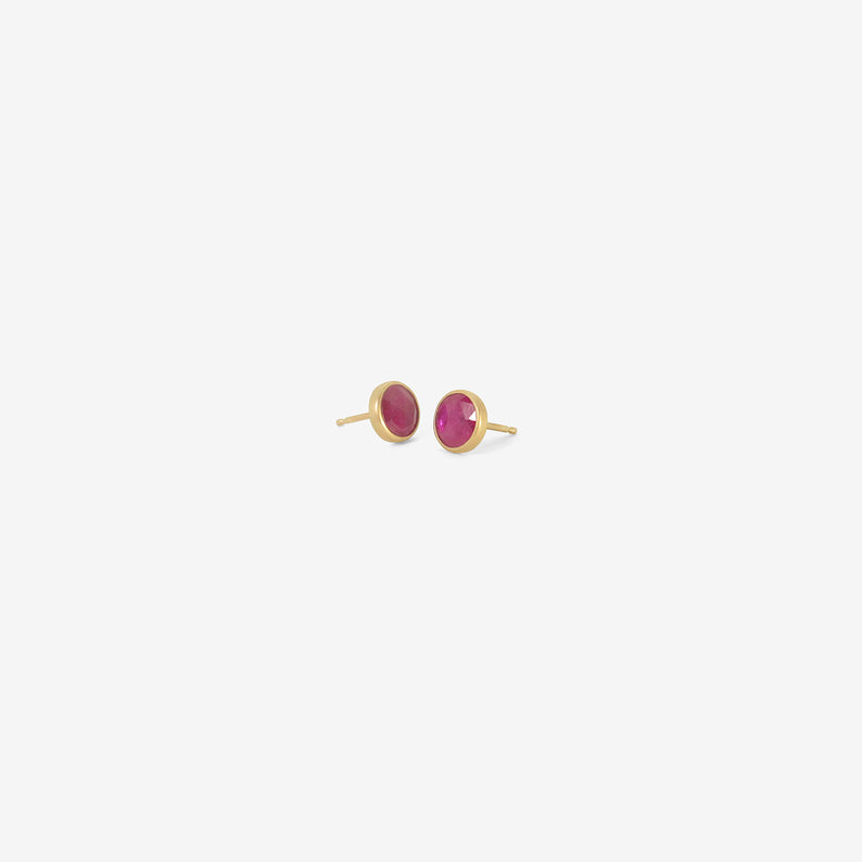 LOLA BROOKS 18K & ROUND MOZAMBIQUE RUBY STUDS, 1.5CT