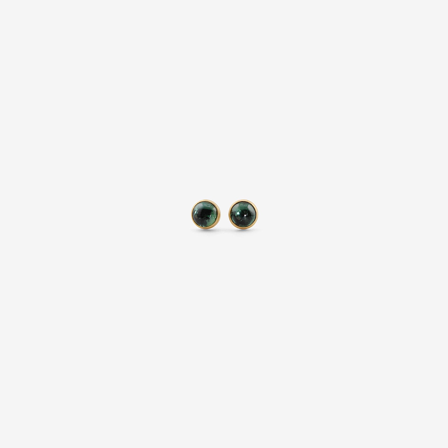LOLA BROOKS 18K & ROUND CABOCHON PALE GREEN TOURMALINE STUDS, 1.54CT