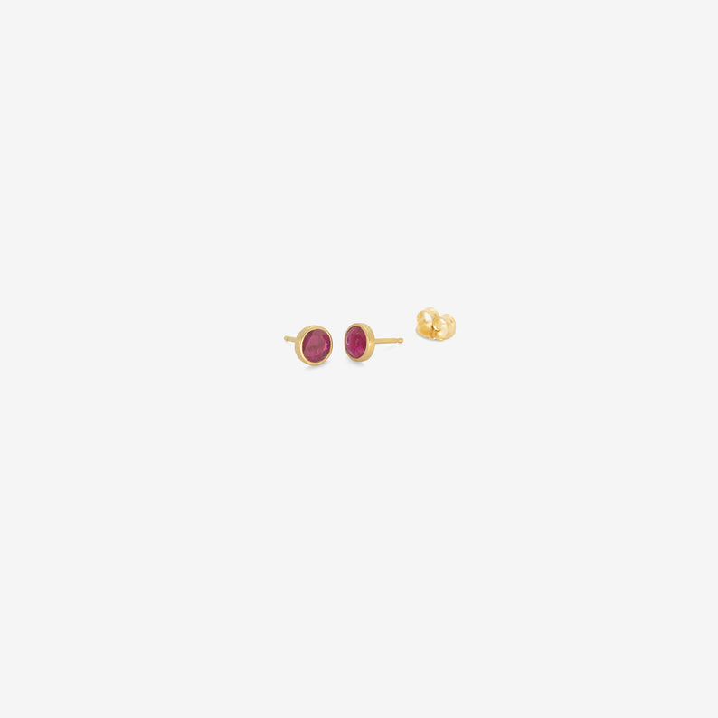 LOLA BROOKS 18K & ROUND MADAGASCAR RUBY STUDS, 1CT