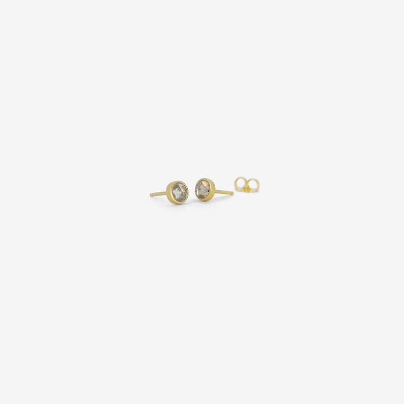 LOLA BROOKS 18K & ROUND ROSE-CUT CHAMPAGNE DIAMOND STUDS, .56CT