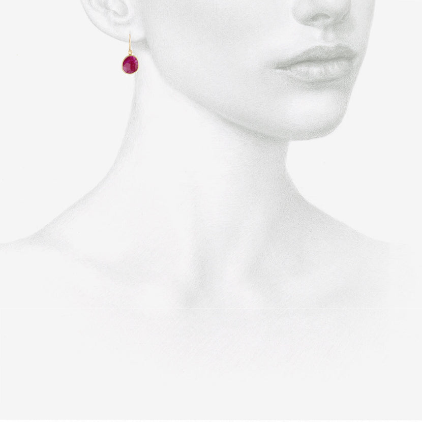 LOLA BROOKS 18K & RUBY PEBBLE DROP EARRINGS, 3.5CT