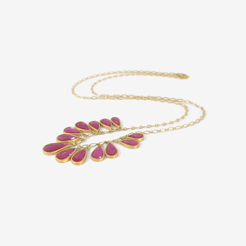 LOLA BROOKS 22K & RUBY TASSEL FRINGE NECKLACE, 8.68CT
