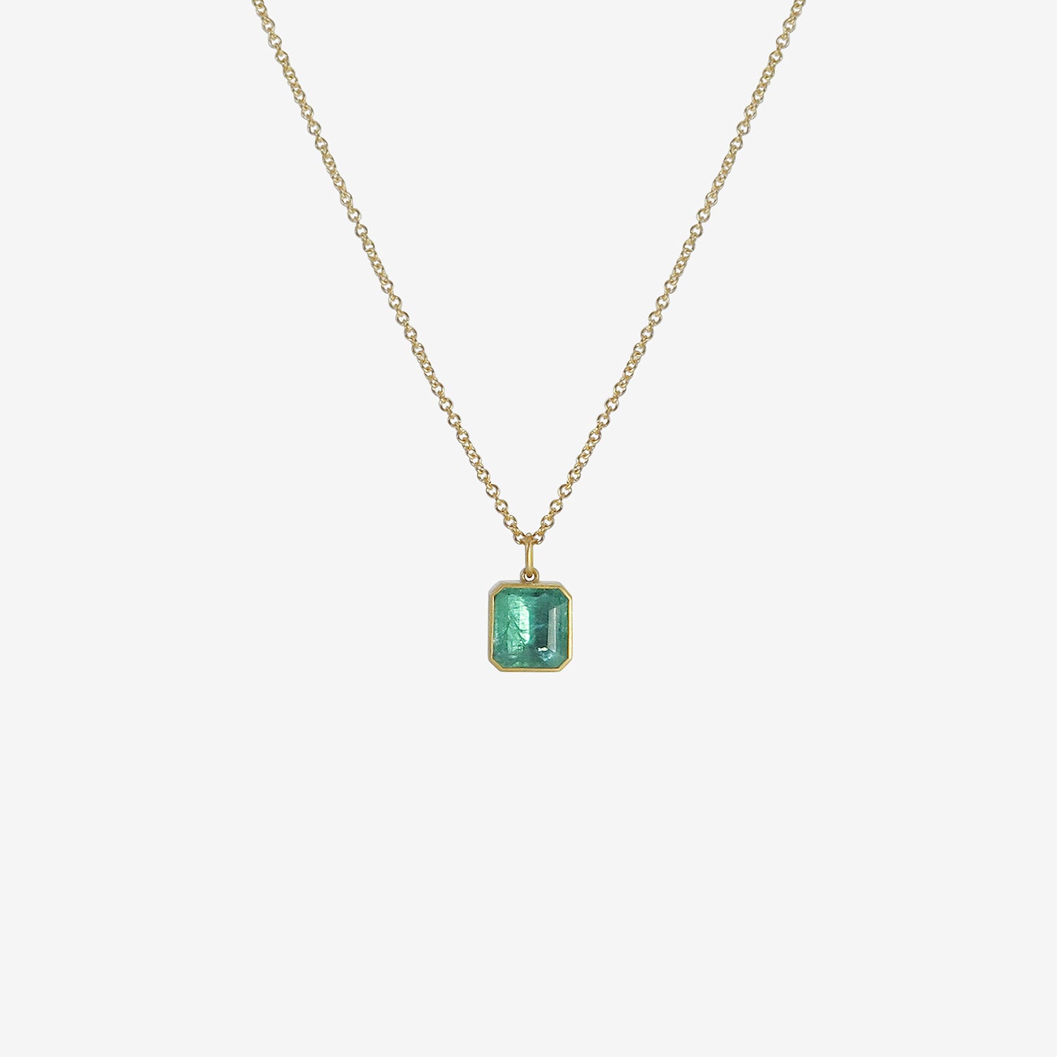 LOLA BROOKS 18K & SQUARE EMERALD-CUT COLOMBIAN EMERALD PENDANT, 4.01CT