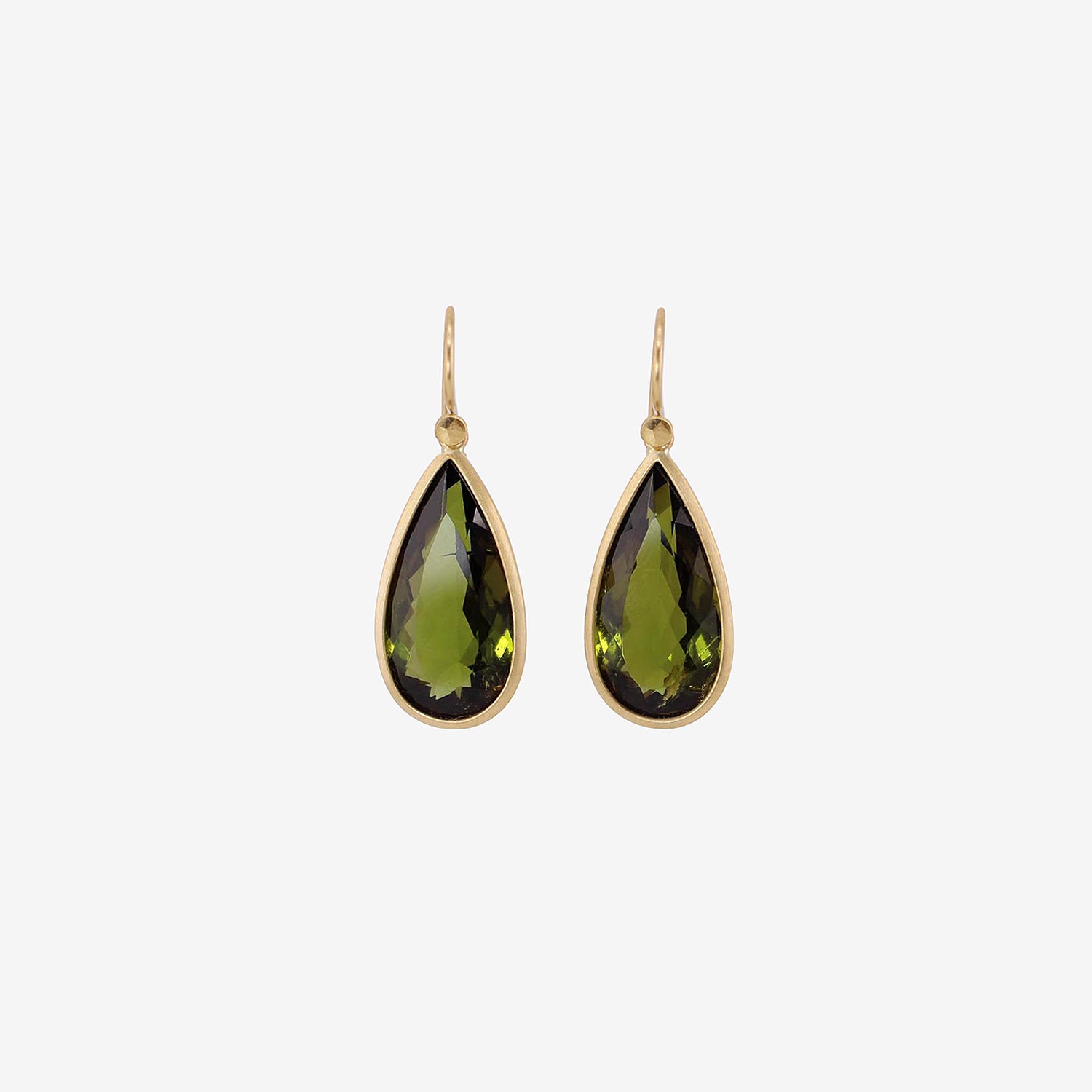 LOLA BROOKS 18K & TEARDROP-SHAPED OLIVE GREEN TOURMALINE EARRINGS, 21.9CT