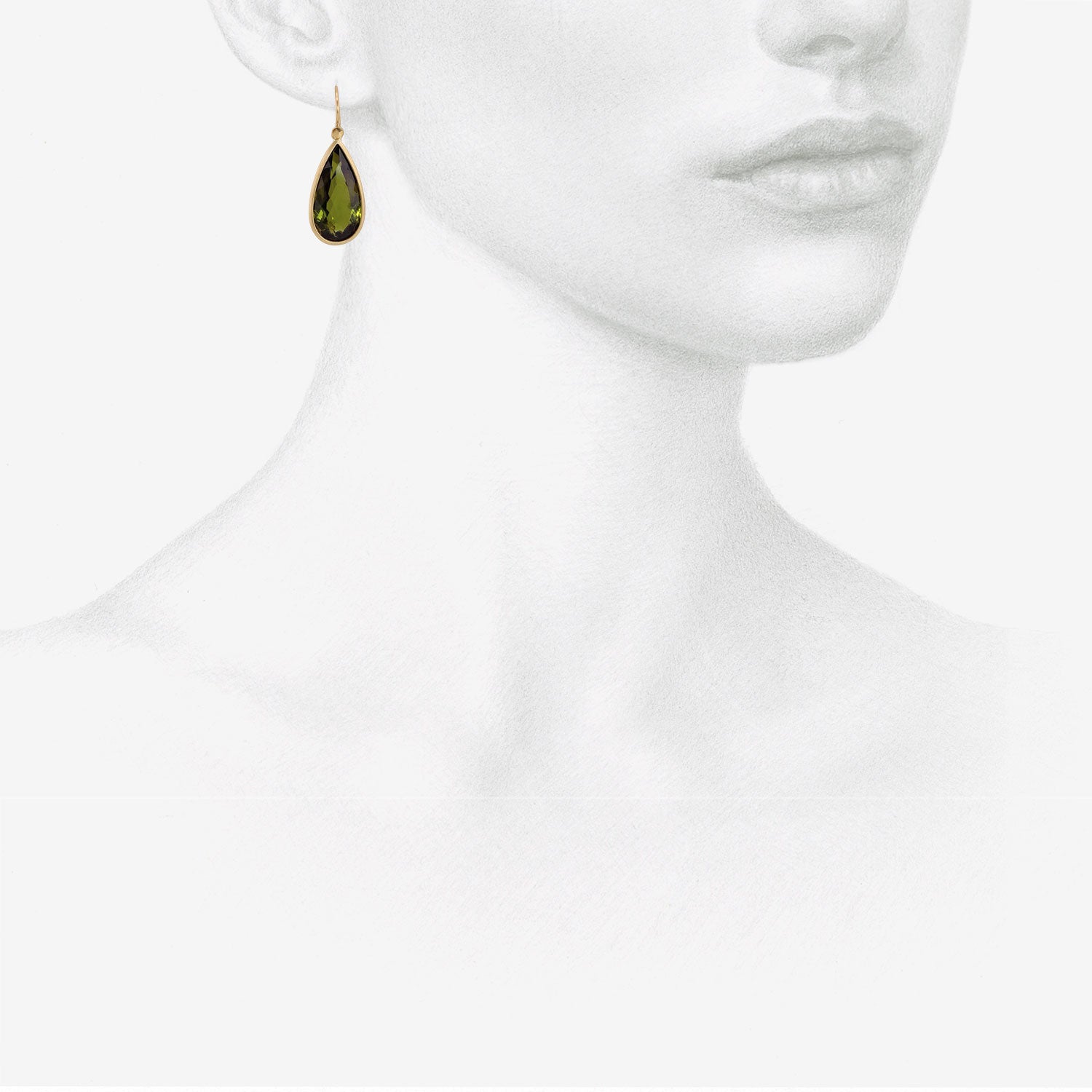 LOLA BROOKS 18K & TEARDROP-SHAPED OLIVE GREEN TOURMALINE EARRINGS, 21.9CT