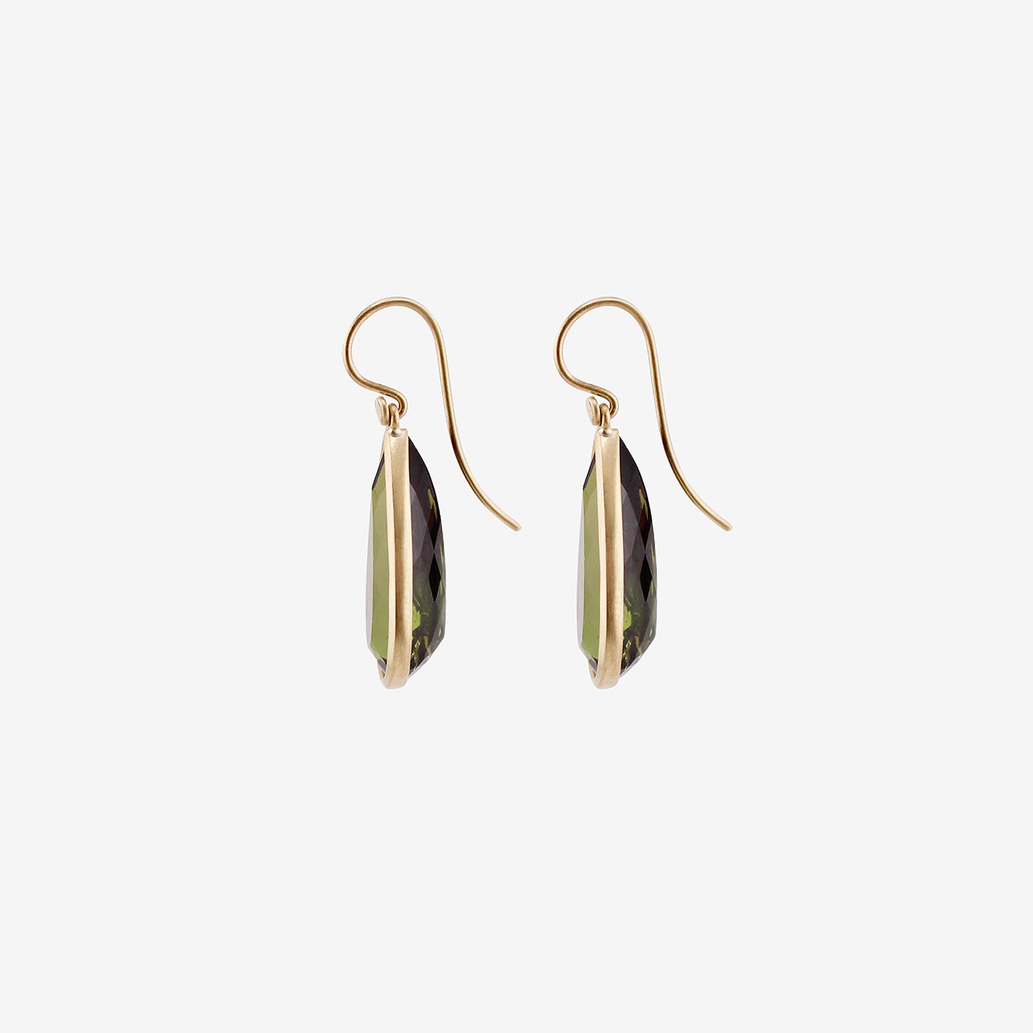 LOLA BROOKS 18K & TEARDROP-SHAPED OLIVE GREEN TOURMALINE EARRINGS, 21.9CT