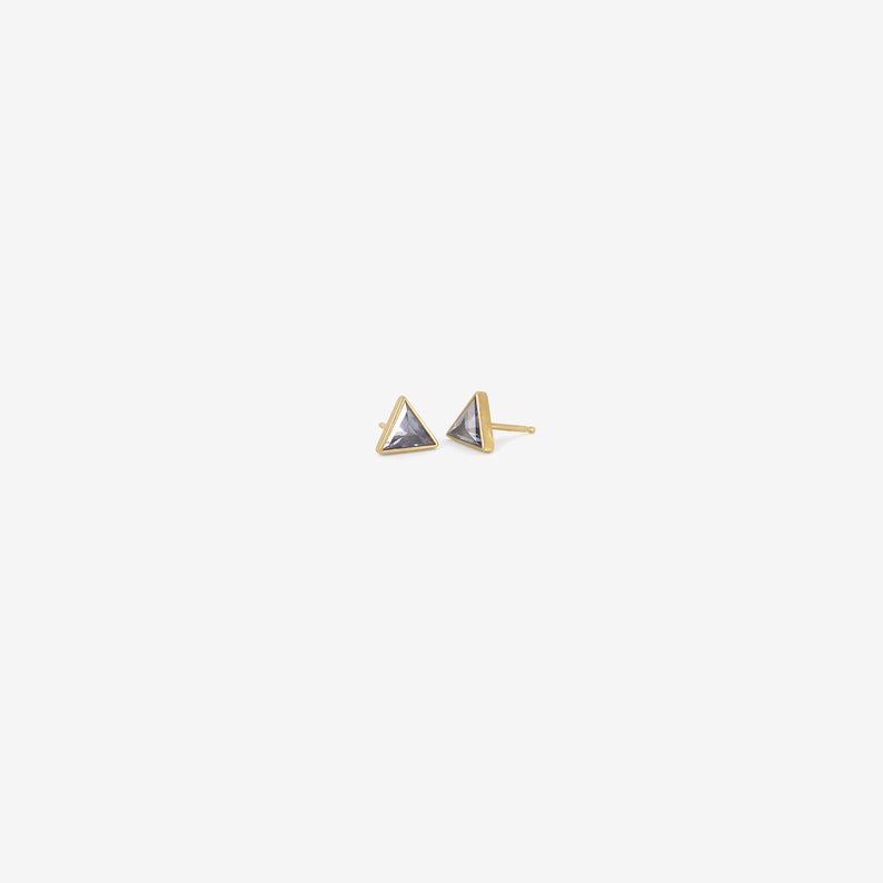 LOLA BROOKS 18K & TRIANGULAR BLUE SAPPHIRE STUDS, 1.03CT