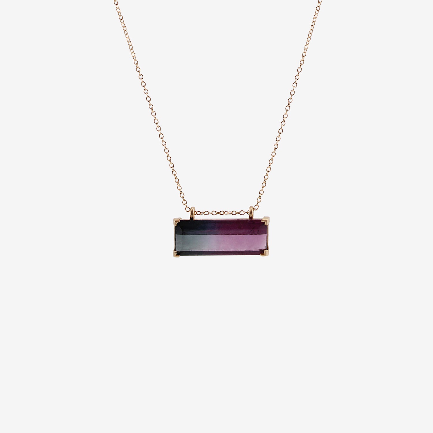 NICOLE LANDAW 14K & BICOLOR TOURMALINE SOLITAIRE STORY NECKLACE
