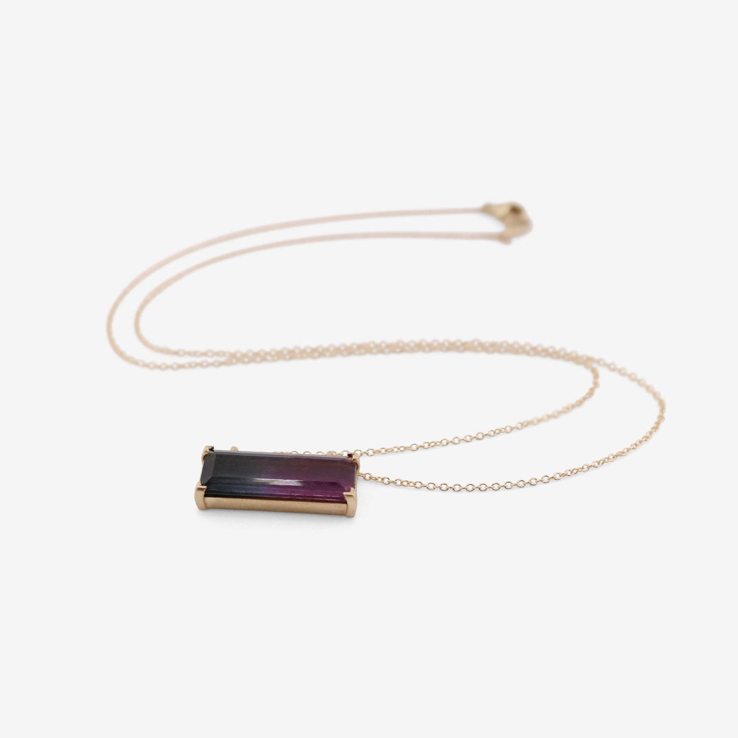 NICOLE LANDAW 14K & BICOLOR TOURMALINE SOLITAIRE STORY NECKLACE