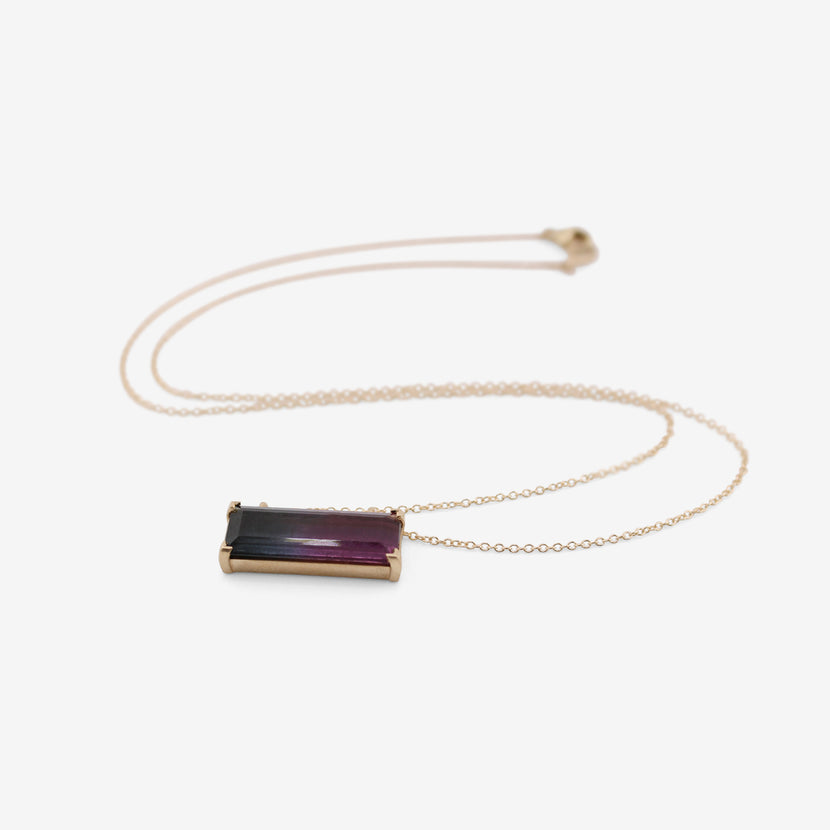 NICOLE LANDAW 14K & BICOLOR TOURMALINE SOLITAIRE STORY NECKLACE
