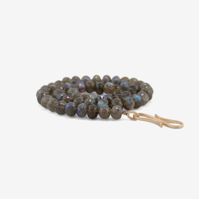 NICOLE LANDAW 14K & BOLD SATELLITE FACETED LABRADORITE BEAD NECKLACE
