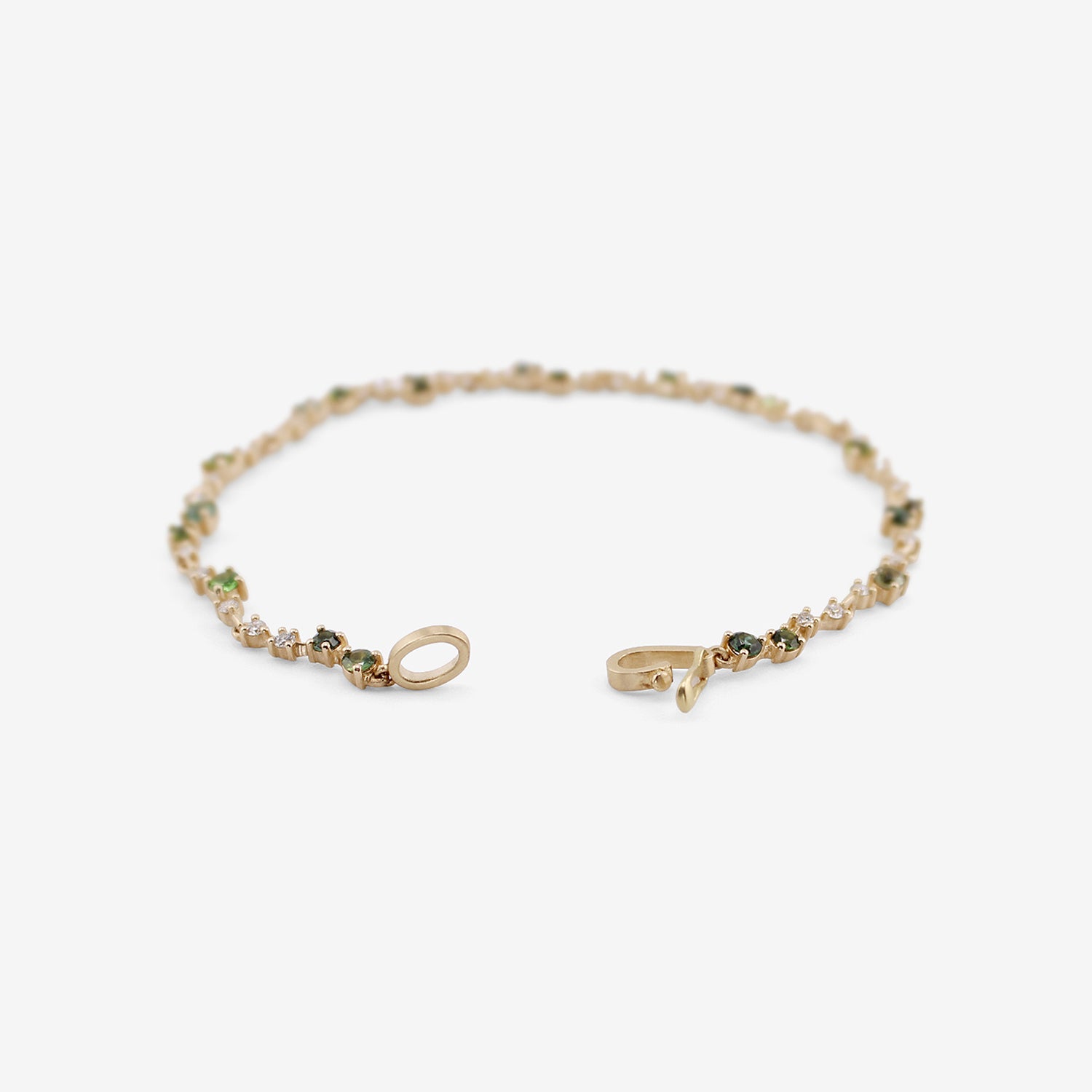 NICOLE LANDAW 14K & DIAMOND WAVING RIVIERA BRACELET WITH GREEN TOURMALINE