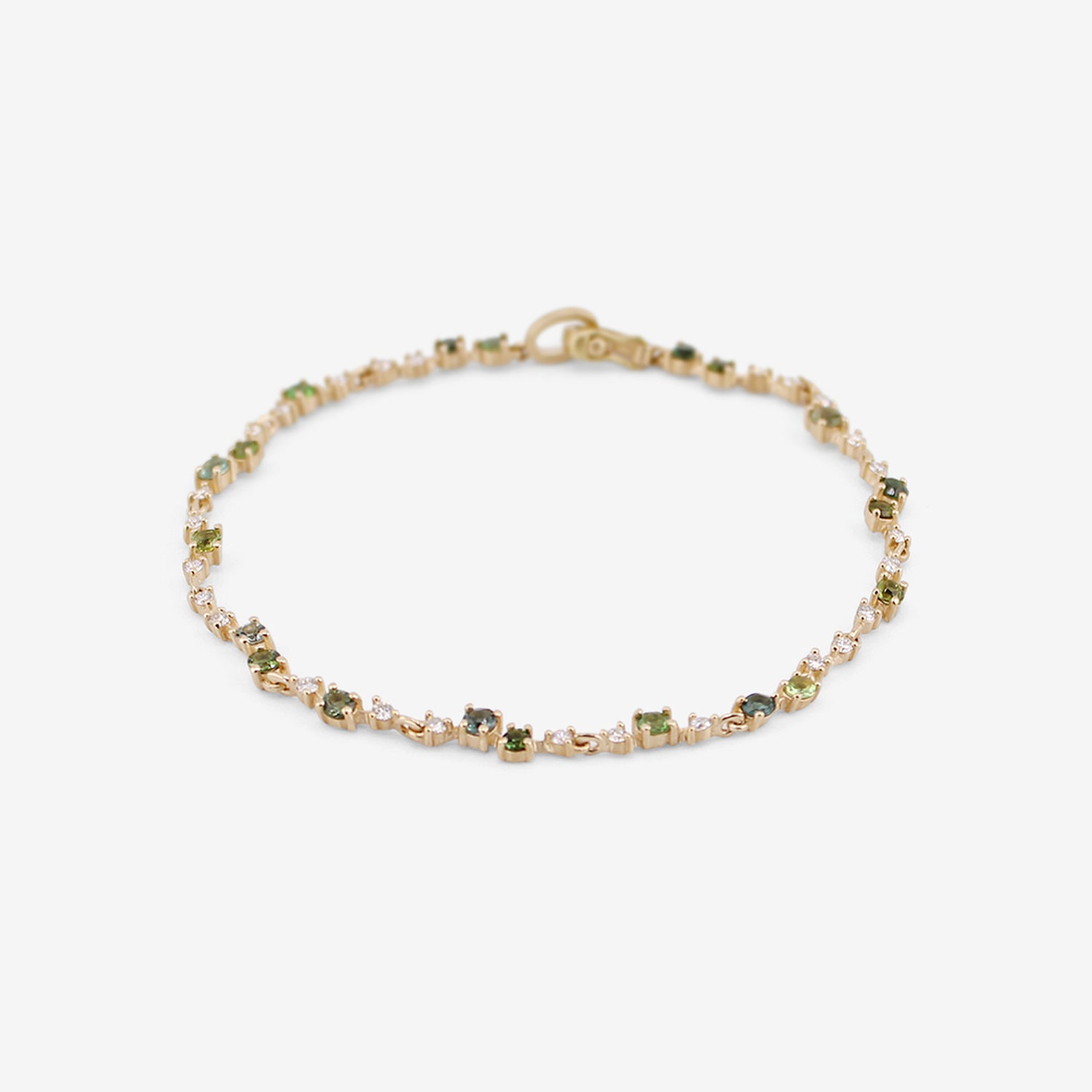 NICOLE LANDAW 14K & DIAMOND WAVING RIVIERA BRACELET WITH GREEN TOURMALINE