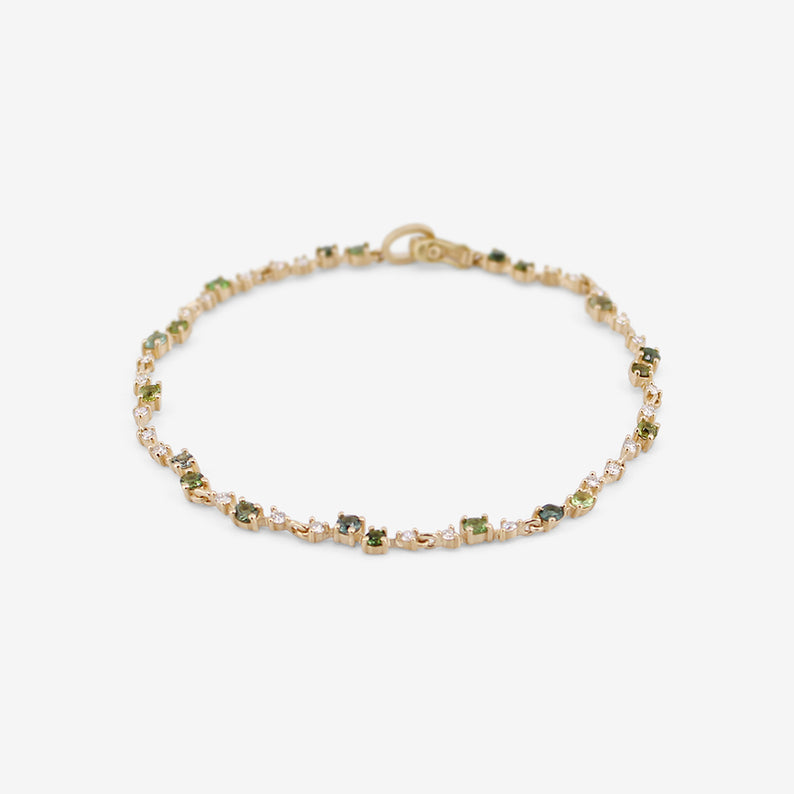 NICOLE LANDAW 14K & DIAMOND WAVING RIVIERA BRACELET WITH GREEN TOURMALINE