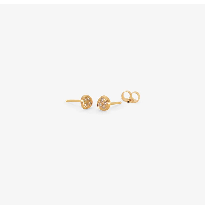 NICOLE LANDAW 14K & DIAMOND SQUARE SKIPPING STONE STUDS, .09CT