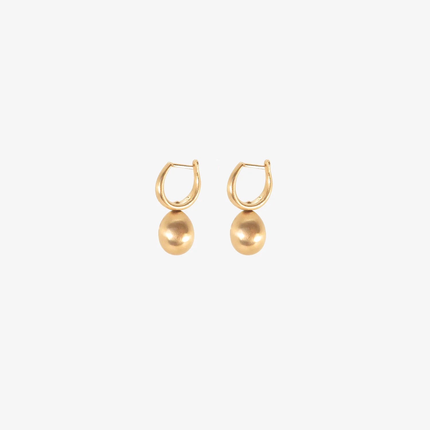 NICOLE LANDAW 14K HUGGIE HOOPS WITH GOLDEN 'PEARL' DROPS