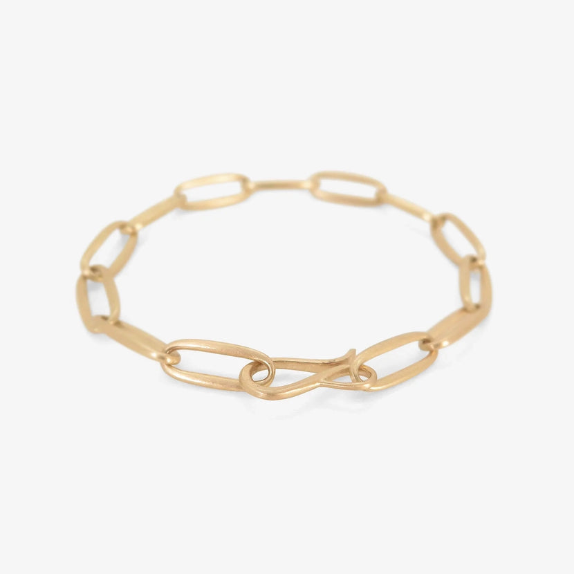 NICOLE LANDAW 14K YELLOW GOLD SOLID LINK CHAIN BRACELET