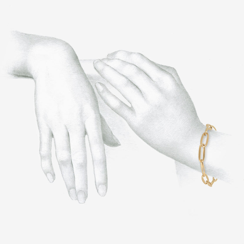 NICOLE LANDAW 14K YELLOW GOLD SOLID LINK CHAIN BRACELET