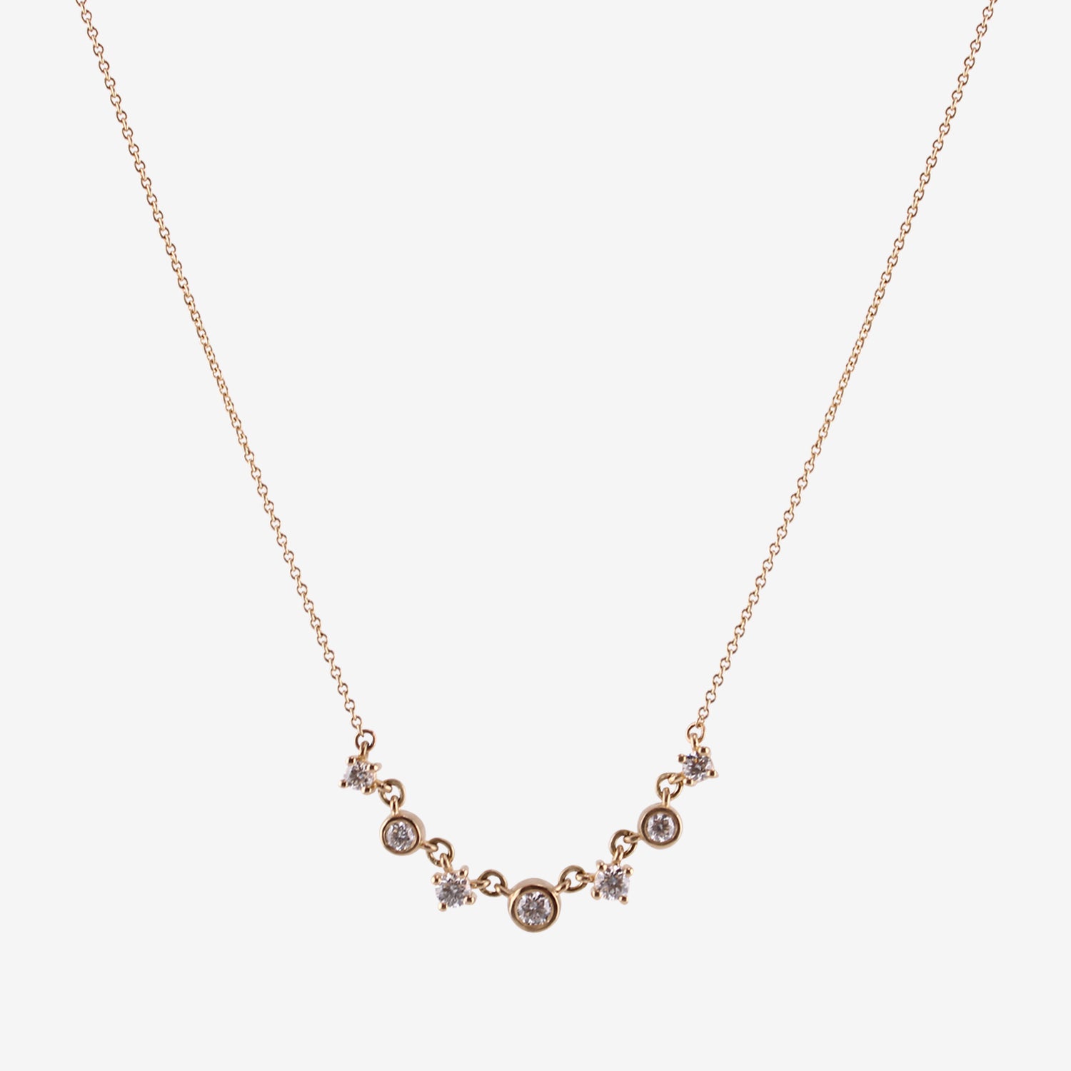 NICOLE LANDAW 14K & ALTERNATING PRONG & BEZEL-SET DIAMOND NECKLACE, .6CT