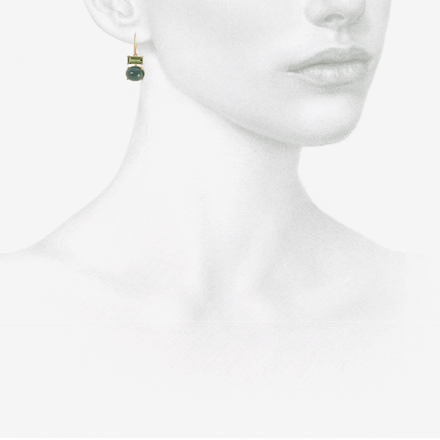 NICOLE LANDAW 14K & BLUE GREEN TOURMALINE PAIRED DROP EARRINGS, 9.1CT