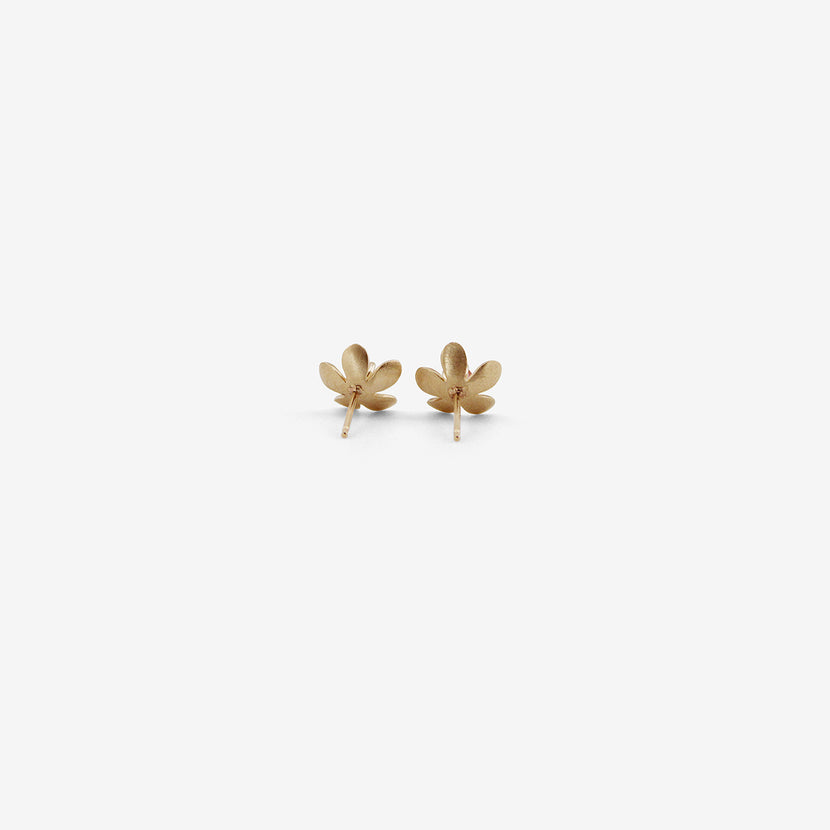 NICOLE LANDAW 14K BOLD FLOWER STUDS WITH PINK TOURMALINE CENTERS