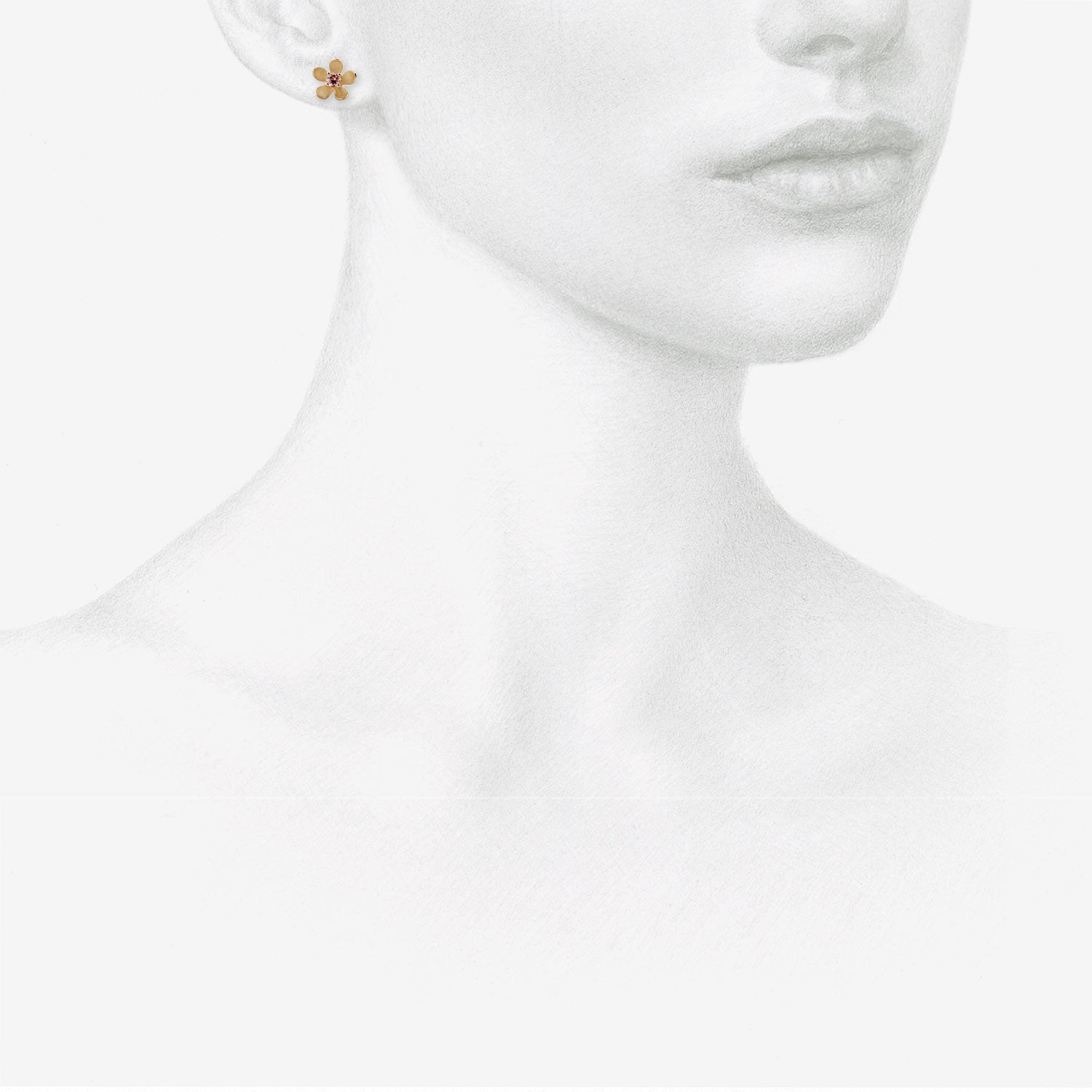 NICOLE LANDAW 14K BOLD FLOWER STUDS WITH PINK TOURMALINE CENTERS