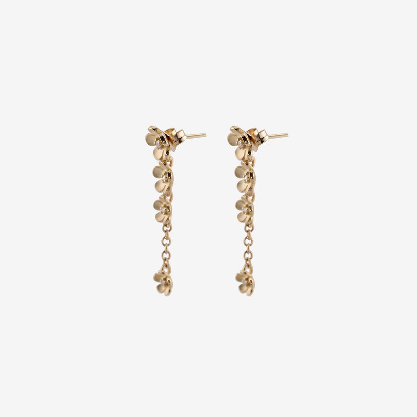 NICOLE LANDAW 14K CASCADING FLOWER DROP EARRINGS WITH DIAMONDS, .12CT