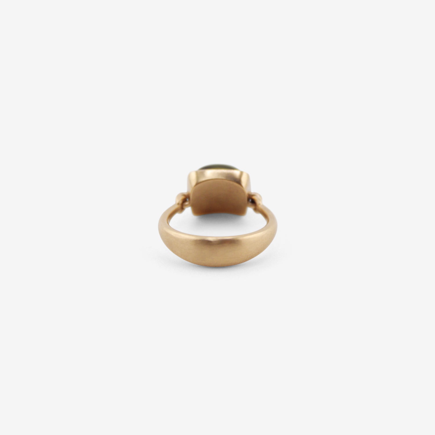 NICOLE LANDAW 14K & CUSHION-SHAPED CABOCHON GREEN TOURMALINE EMPIRE RING