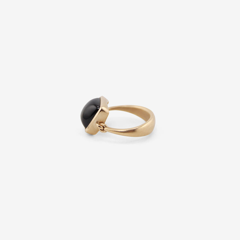 NICOLE LANDAW 14K & CUSHION-SHAPED CABOCHON GREEN TOURMALINE EMPIRE RING