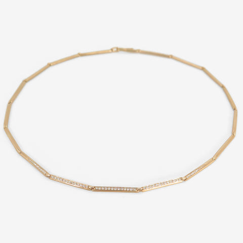 NICOLE LANDAW 14K & DIAMOND BAR NECKLACE, .75CT