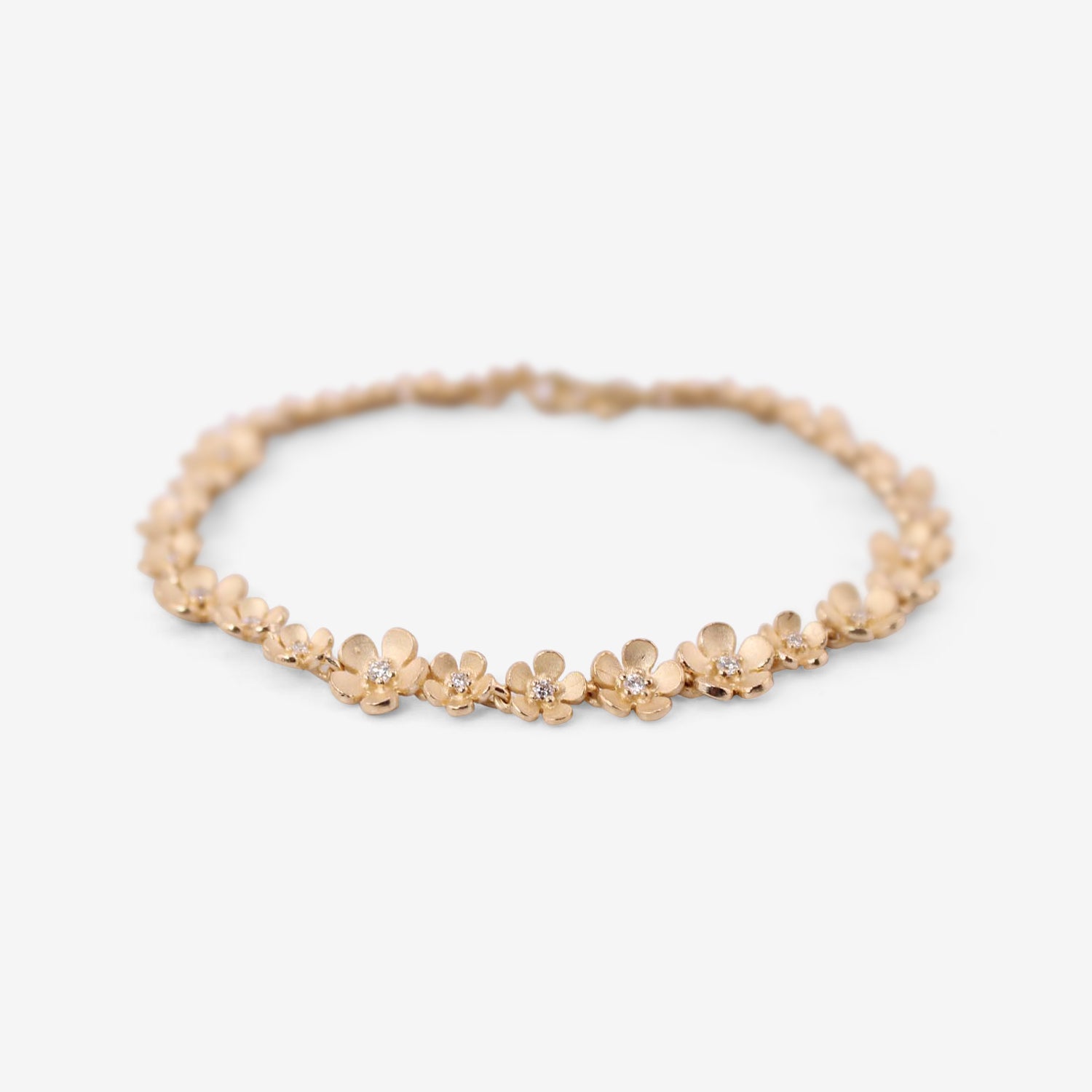 NICOLE LANDAW 14K & DIAMOND FLOWER BRACELET, .42CT