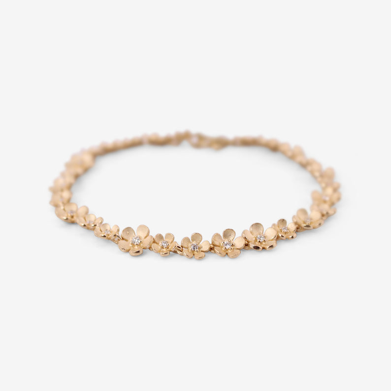 NICOLE LANDAW 14K & DIAMOND FLOWER BRACELET, .42CT