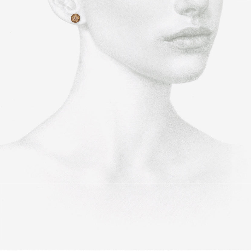 NICOLE LANDAW 14K & DIAMOND FLOWER STAMP STUDS, .03CT