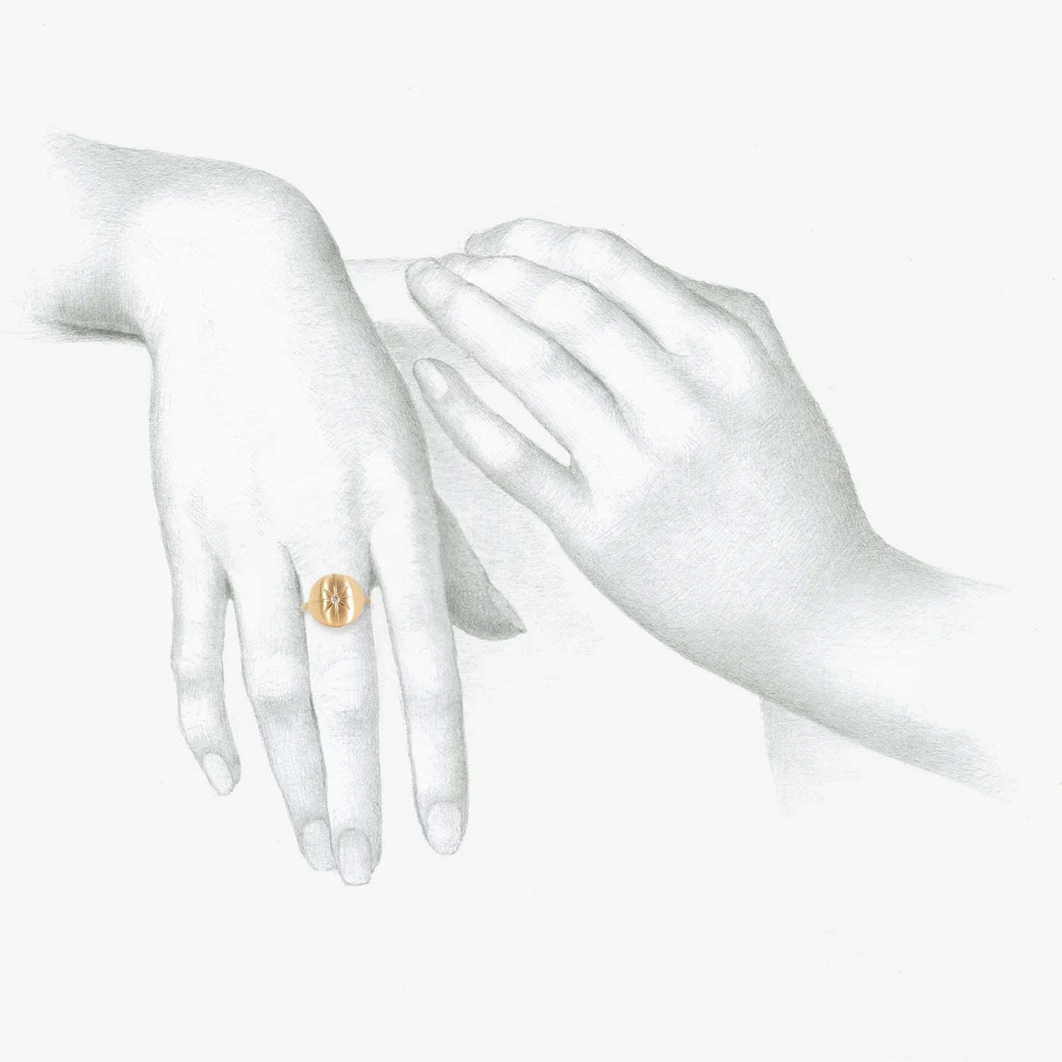 NICOLE LANDAW DOMED STARBURST RING WITH DIAMOND, .06CT