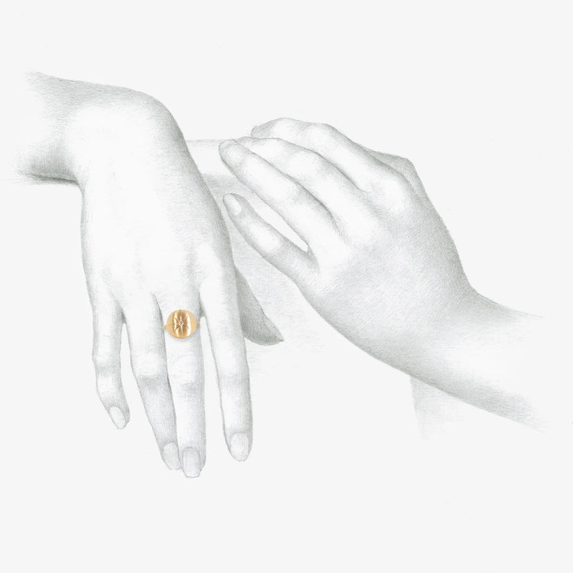 NICOLE LANDAW DOMED STARBURST RING WITH DIAMOND, .06CT