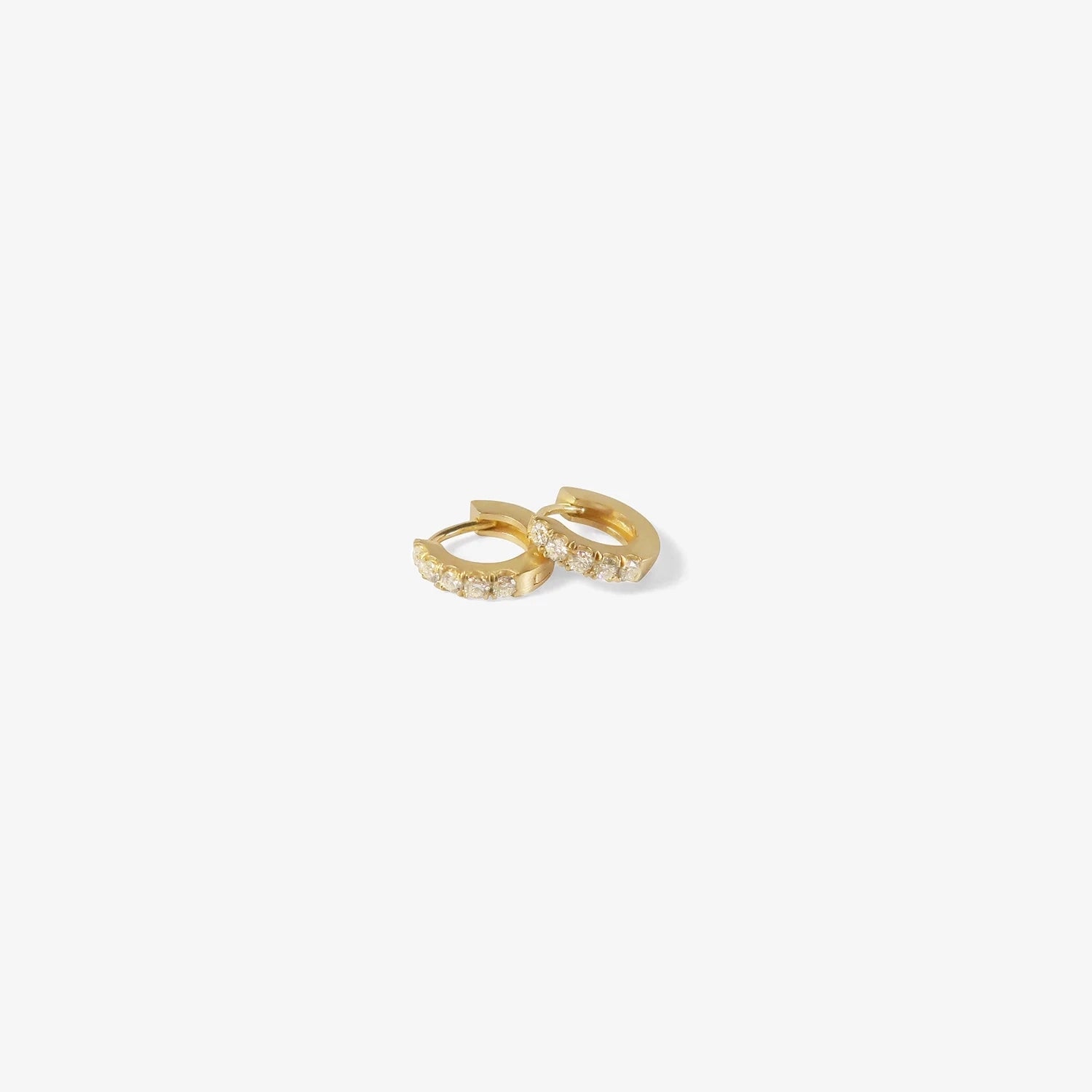 NICOLE LANDAW 14K & DIAMOND PAVÉ SMALL HUGGIE HOOPS