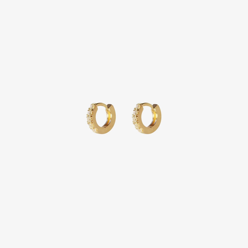NICOLE LANDAW 14K & DIAMOND PAVÉ SMALL HUGGIE HOOPS