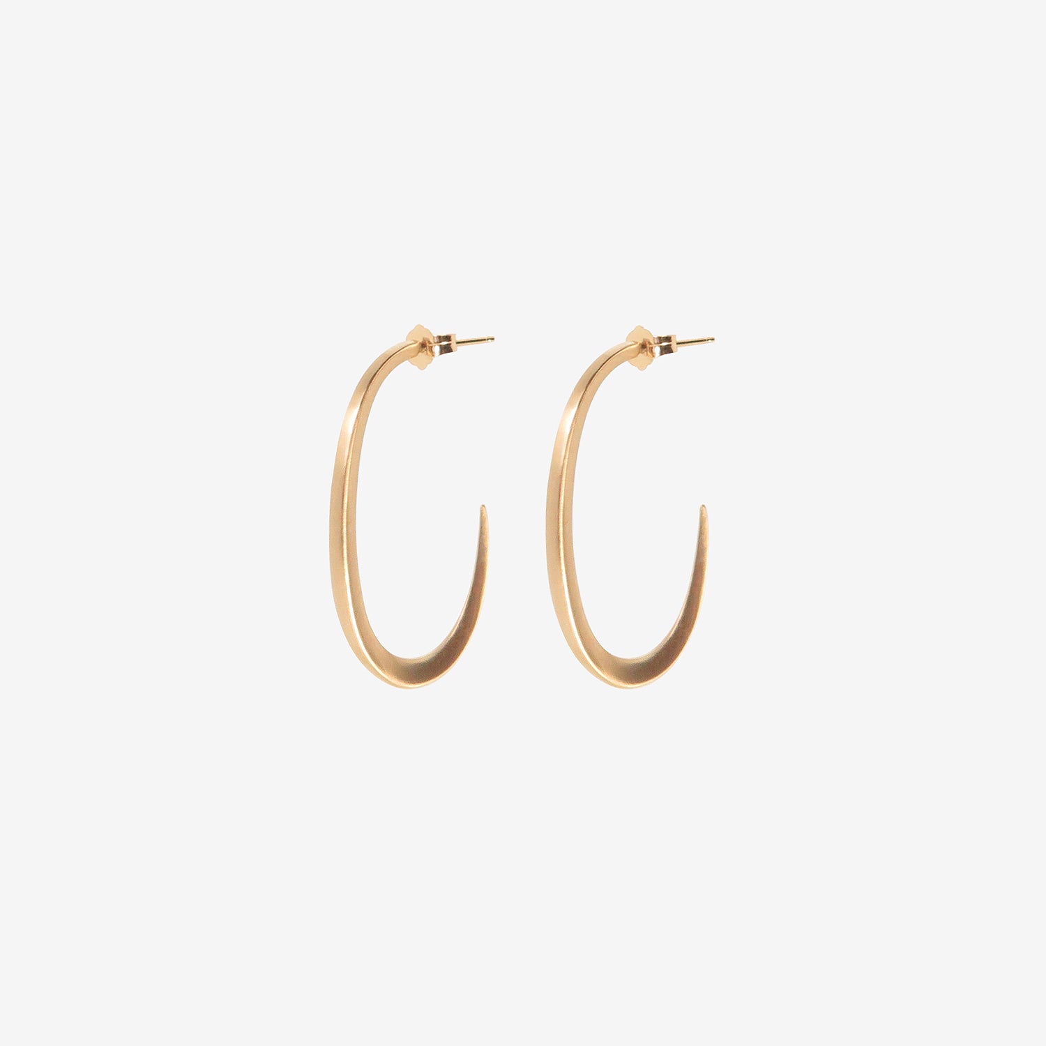 NICOLE LANDAW 14K ELONGATED CRESCENT HOOPS ON POSTS