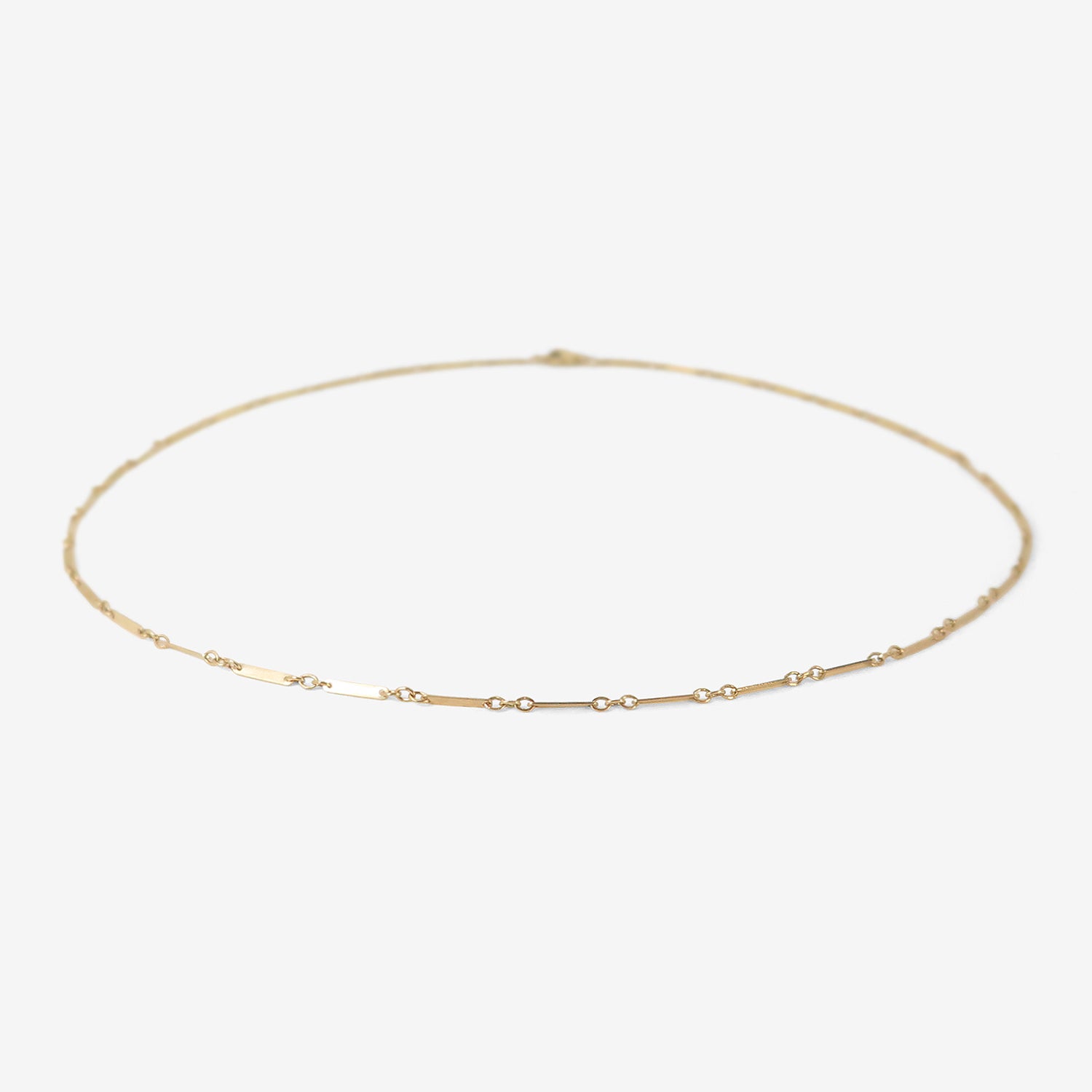 NICOLE LANDAW 14K FINE GAUGE ALTERNATING LINK RIBBON CHAIN