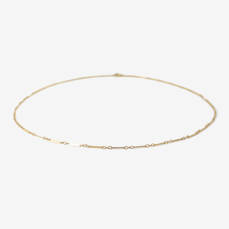 NICOLE LANDAW 14K FINE GAUGE ALTERNATING LINK RIBBON CHAIN