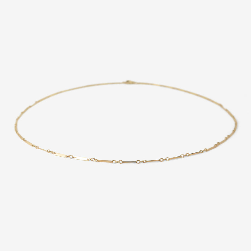 NICOLE LANDAW 14K FINE GAUGE ALTERNATING LINK RIBBON CHAIN