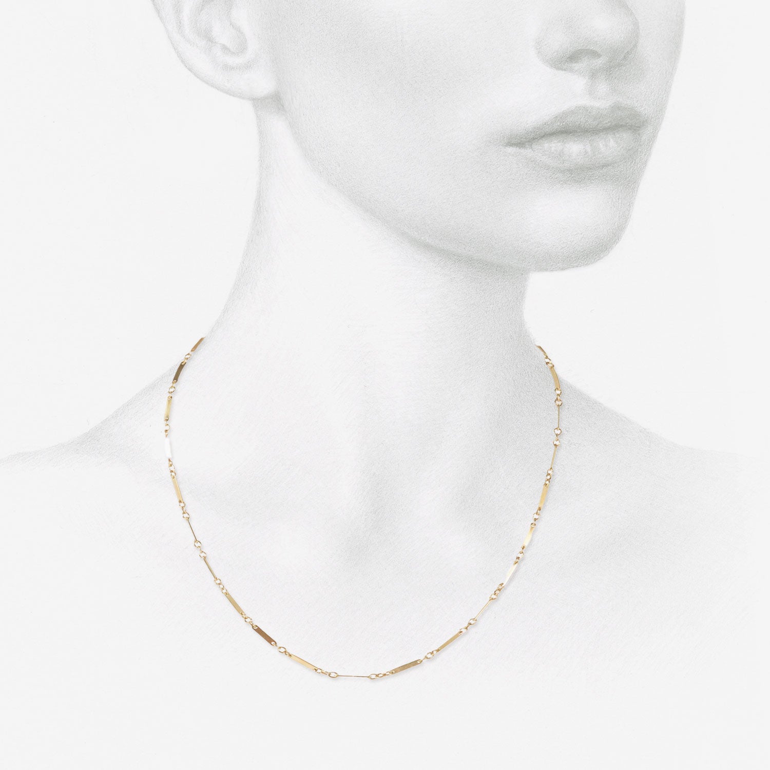 NICOLE LANDAW 14K FINE GAUGE ALTERNATING LINK RIBBON CHAIN