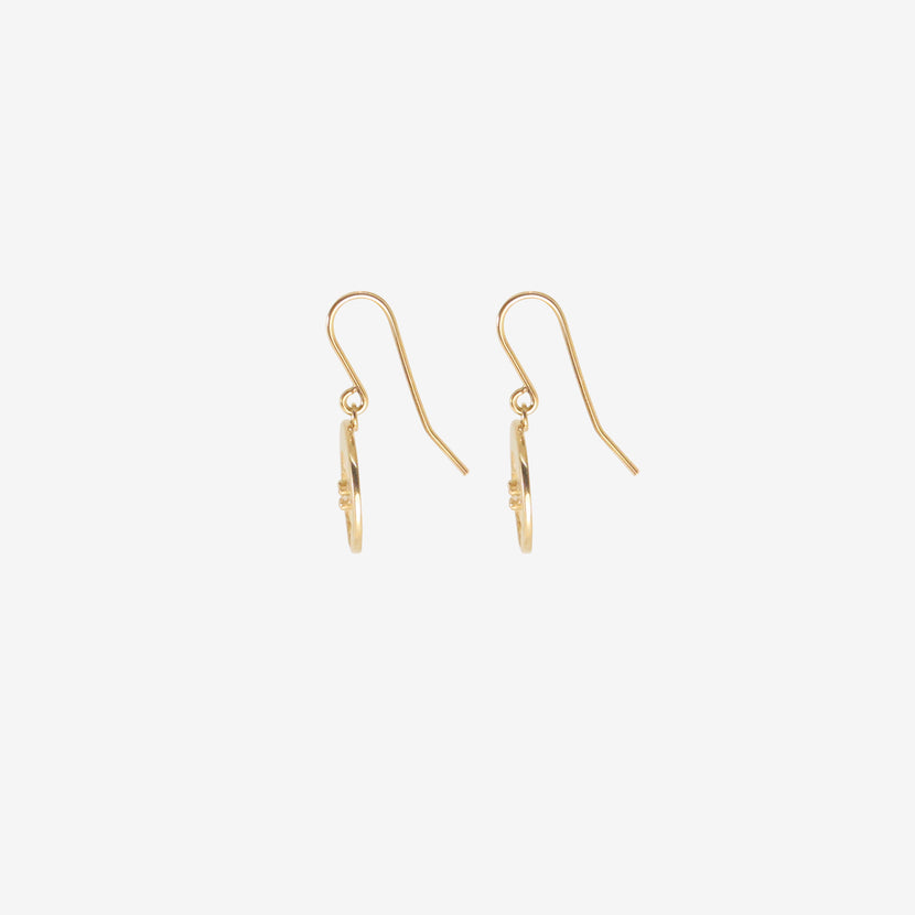 NICOLE LANDAW 14K FLOWER STAMP EARRINGS WITH DIAMONDS, .08CT