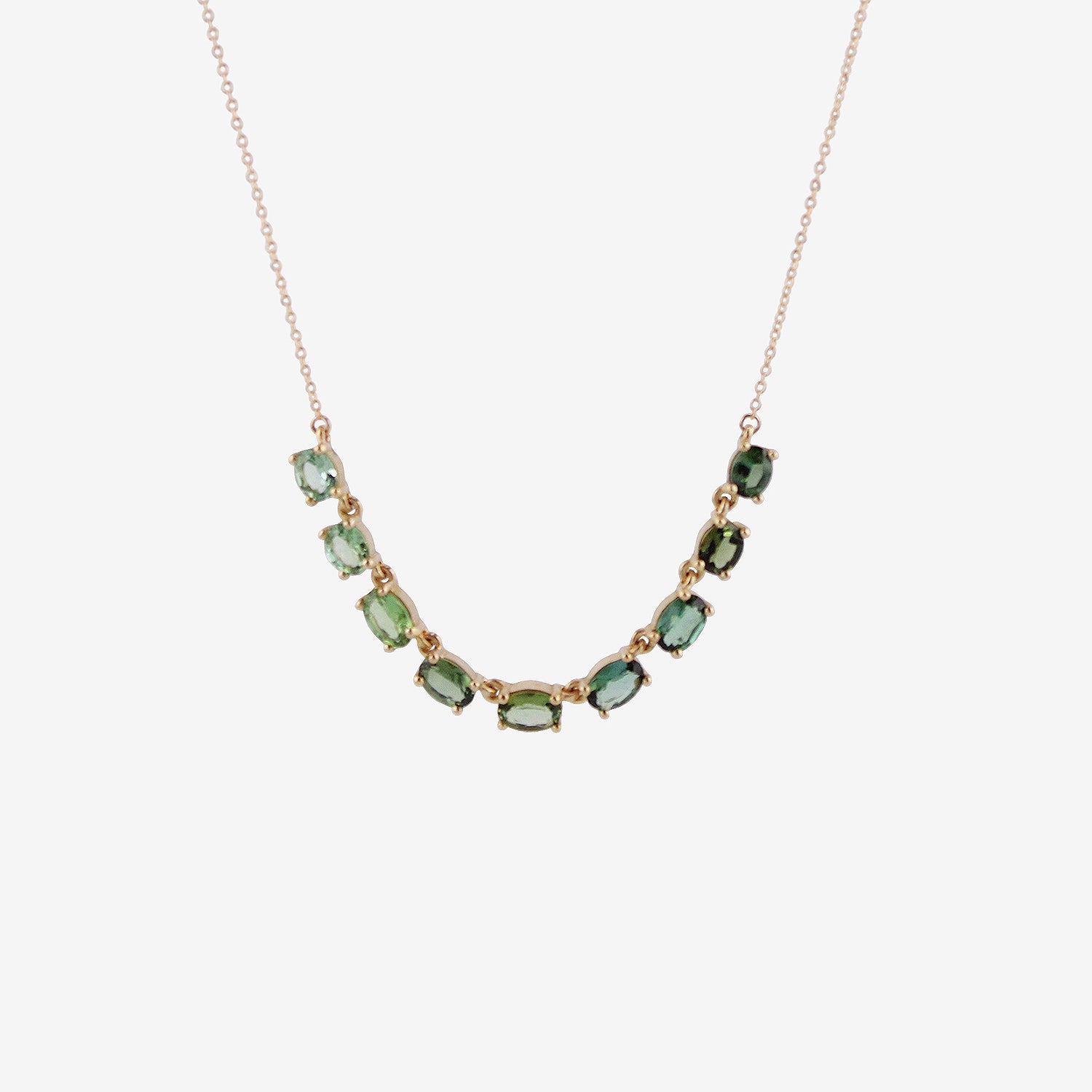 NICOLE LANDAW 14K & GREEN BLUE TOURMALINE PRONG-SET NARRATOR NECKLACE