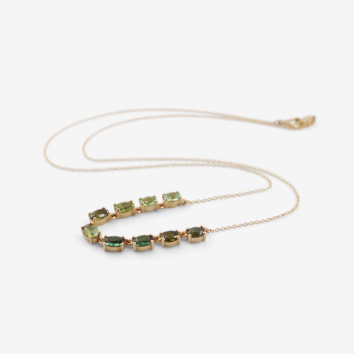 NICOLE LANDAW 14K & GREEN BLUE TOURMALINE PRONG-SET NARRATOR NECKLACE