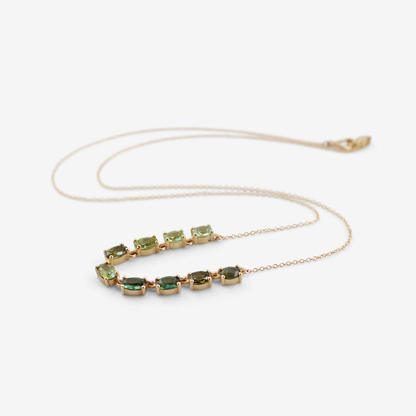 NICOLE LANDAW 14K & GREEN BLUE TOURMALINE PRONG-SET NARRATOR NECKLACE