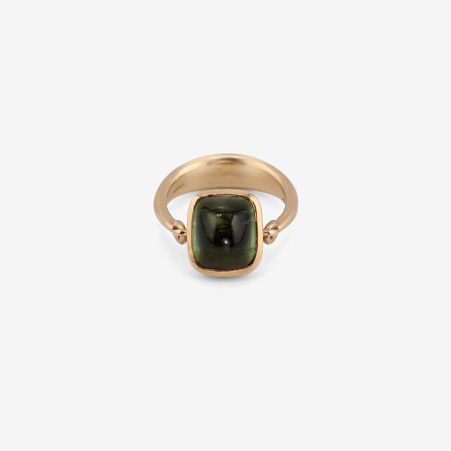 NICOLE LANDAW 14K & GREEN TOURMALINE CABOCHON EMPIRE RING