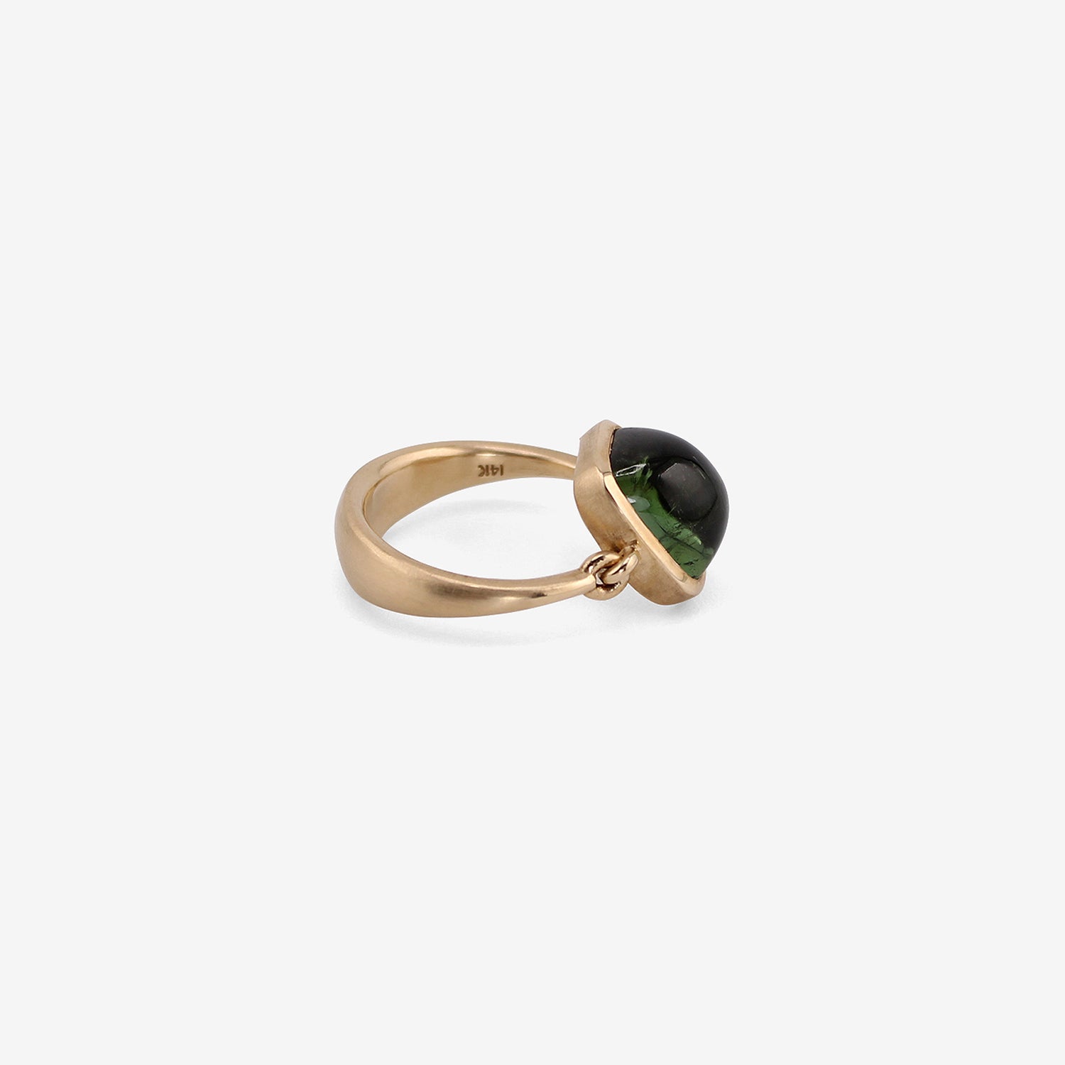NICOLE LANDAW 14K & GREEN TOURMALINE CABOCHON EMPIRE RING