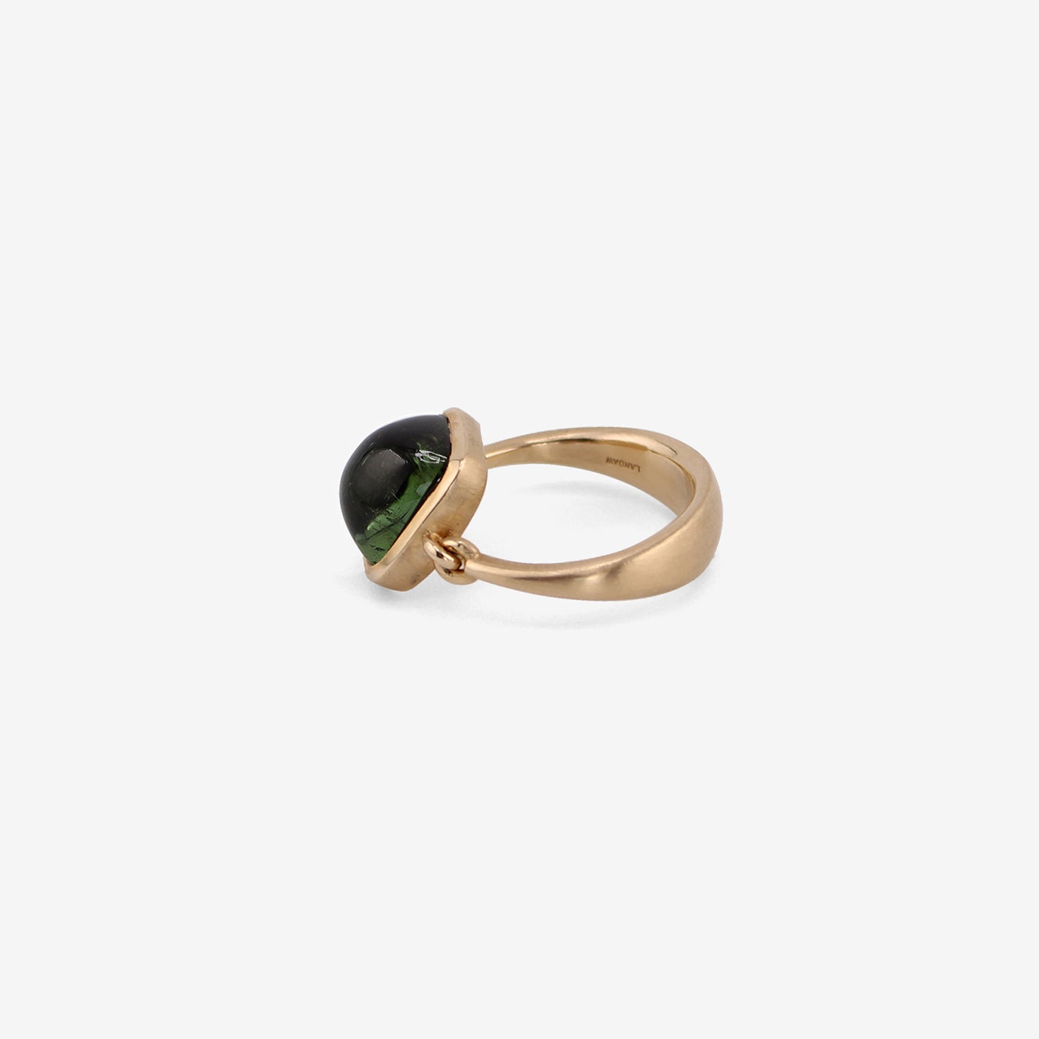 NICOLE LANDAW 14K & GREEN TOURMALINE CABOCHON EMPIRE RING