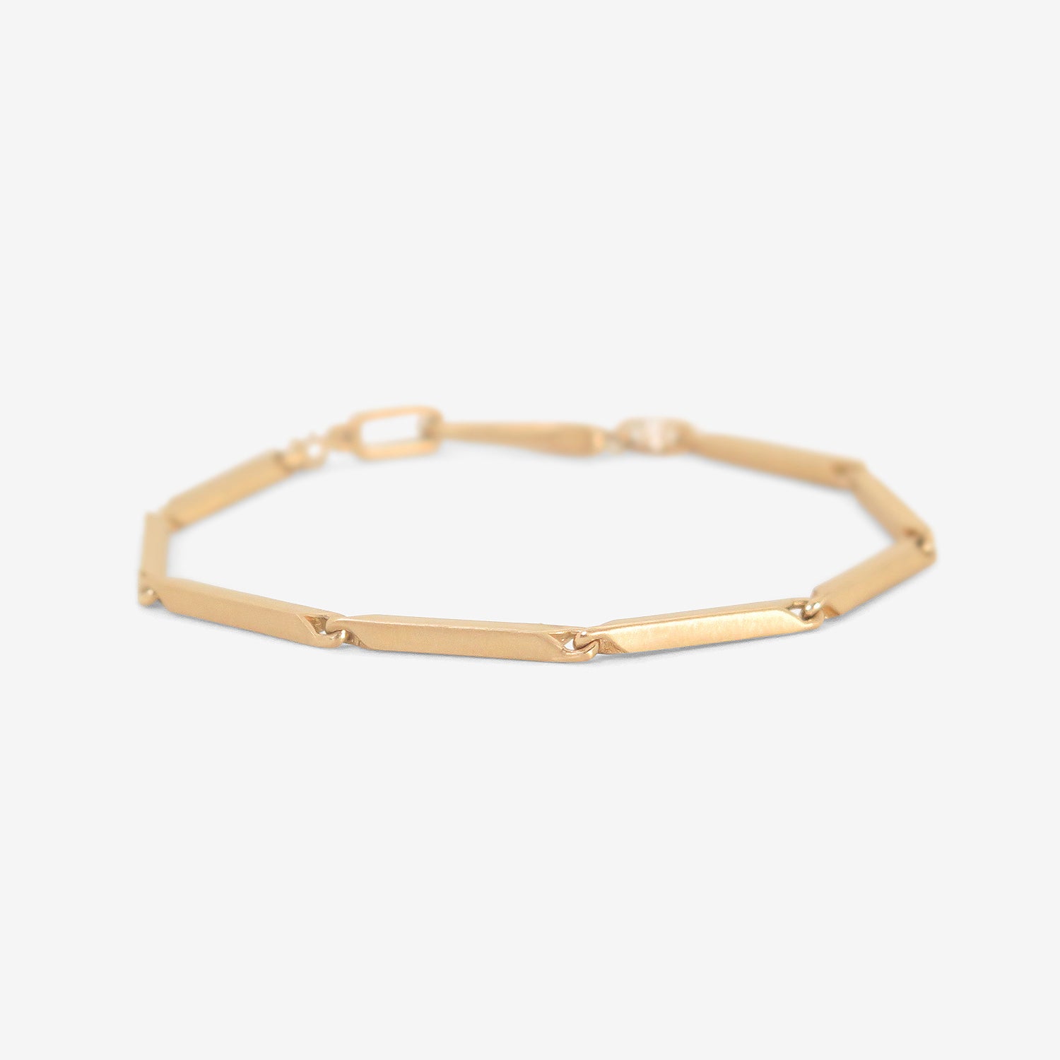 NICOLE LANDAW 14K HEAVYWEIGHT FOB CHAIN BRACELET WITH DIAMOND RONDELLES, .25CT